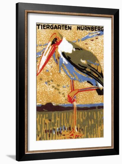 Nurnberg, Germany Zoo Poster With Crane On One Leg-Nurnberg Zoo-Framed Art Print