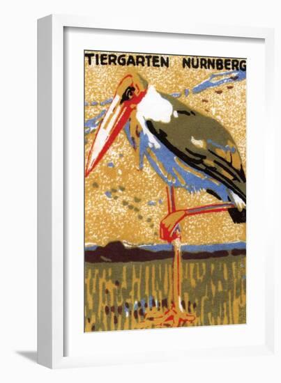 Nurnberg, Germany Zoo Poster With Crane On One Leg-Nurnberg Zoo-Framed Art Print