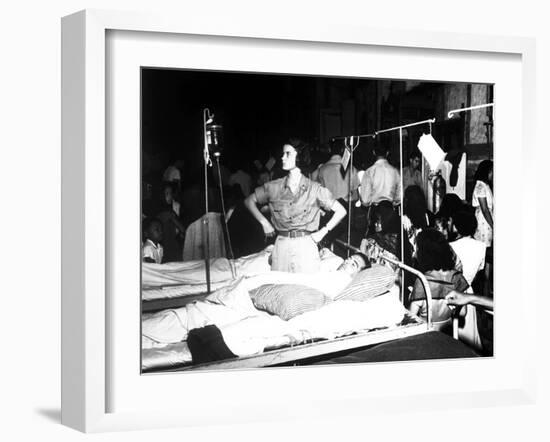 Nurse Adjusts Glucose Injection Apparatus For a GI Patient-Stocktrek Images-Framed Photographic Print