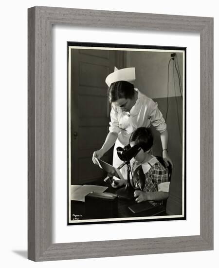 Nurse and a Visually Impaired Girl at the Clinic of the New York Association for the Blind, 114…-Byron Company-Framed Giclee Print