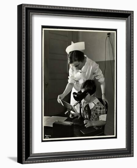 Nurse and a Visually Impaired Girl at the Clinic of the New York Association for the Blind, 114…-Byron Company-Framed Giclee Print