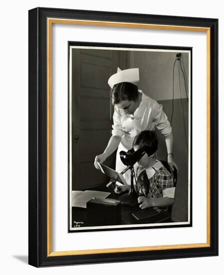 Nurse and a Visually Impaired Girl at the Clinic of the New York Association for the Blind, 114…-Byron Company-Framed Giclee Print