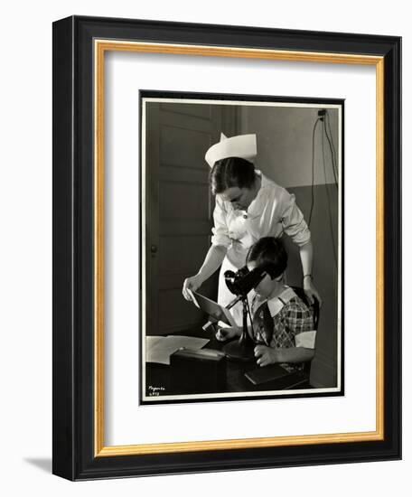 Nurse and a Visually Impaired Girl at the Clinic of the New York Association for the Blind, 114…-Byron Company-Framed Giclee Print