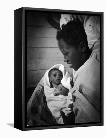 Nurse-Midwife Maude Callen Shows Smiling Alice Her Newborn Son-W^ Eugene Smith-Framed Premier Image Canvas