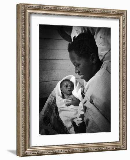 Nurse-Midwife Maude Callen Shows Smiling Alice Her Newborn Son-W^ Eugene Smith-Framed Photographic Print