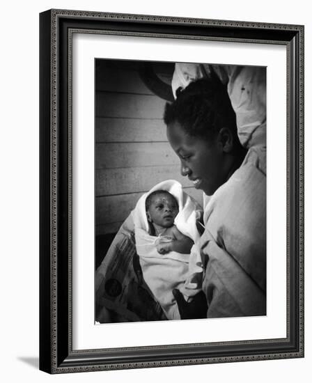 Nurse-Midwife Maude Callen Shows Smiling Alice Her Newborn Son-W^ Eugene Smith-Framed Photographic Print