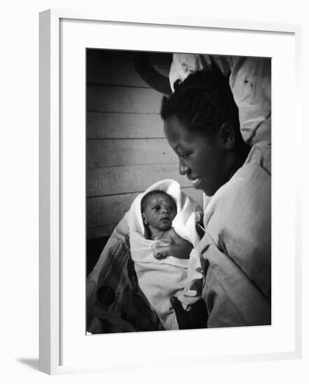 Nurse-Midwife Maude Callen Shows Smiling Alice Her Newborn Son-W^ Eugene Smith-Framed Photographic Print