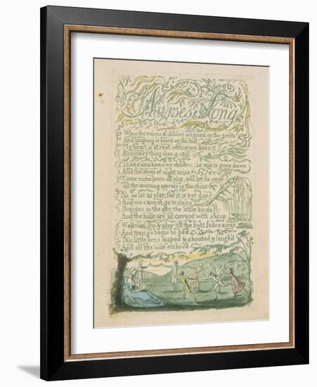 'Nurse's Song,' Plate 18 from 'Songs of Innocence,' 1789-William Blake-Framed Giclee Print