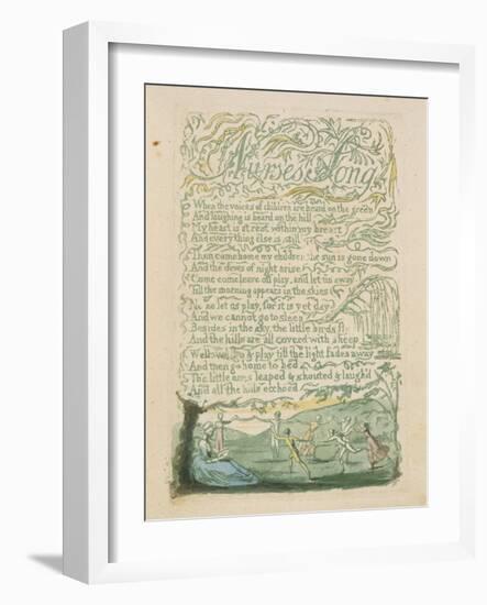 'Nurse's Song,' Plate 18 from 'Songs of Innocence,' 1789-William Blake-Framed Giclee Print