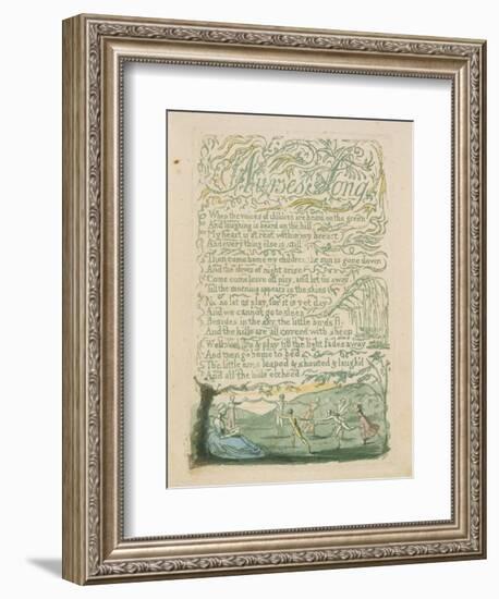 'Nurse's Song,' Plate 18 from 'Songs of Innocence,' 1789-William Blake-Framed Giclee Print