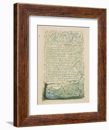 'Nurse's Song,' Plate 18 from 'Songs of Innocence,' 1789-William Blake-Framed Giclee Print