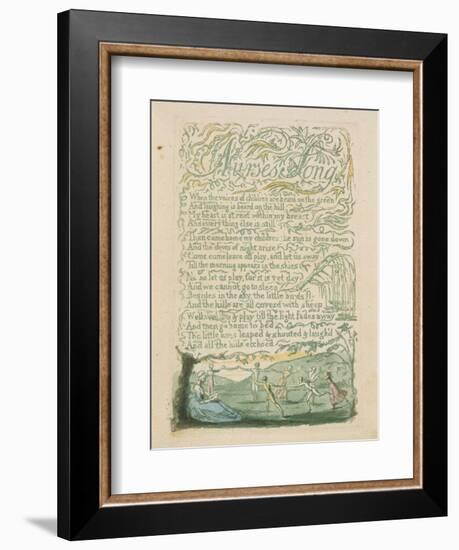 'Nurse's Song,' Plate 18 from 'Songs of Innocence,' 1789-William Blake-Framed Giclee Print