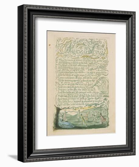 'Nurse's Song,' Plate 18 from 'Songs of Innocence,' 1789-William Blake-Framed Giclee Print