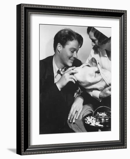 Nurse Showing Newborn to Father-null-Framed Photo