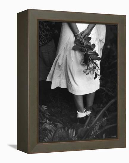 Nurse Stands at Grave of Elderly Woman Who Died at Dr. Albert Schweitzer's Hospital Village-W^ Eugene Smith-Framed Premier Image Canvas