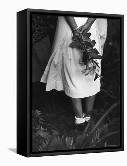 Nurse Stands at Grave of Elderly Woman Who Died at Dr. Albert Schweitzer's Hospital Village-W^ Eugene Smith-Framed Premier Image Canvas