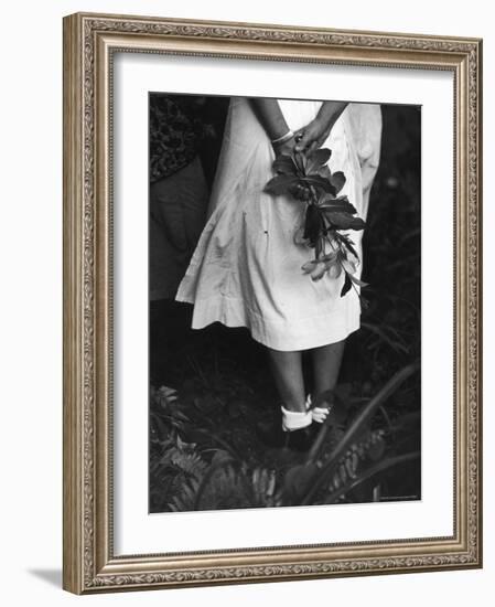 Nurse Stands at Grave of Elderly Woman Who Died at Dr. Albert Schweitzer's Hospital Village-W^ Eugene Smith-Framed Photographic Print