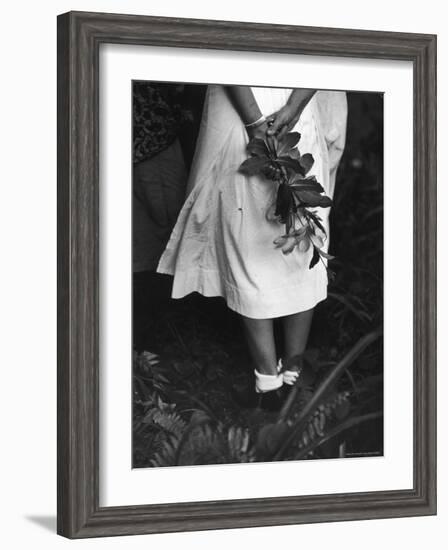 Nurse Stands at Grave of Elderly Woman Who Died at Dr. Albert Schweitzer's Hospital Village-W^ Eugene Smith-Framed Photographic Print