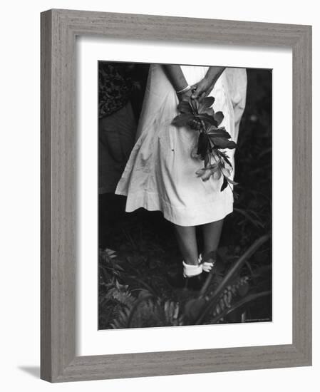 Nurse Stands at Grave of Elderly Woman Who Died at Dr. Albert Schweitzer's Hospital Village-W^ Eugene Smith-Framed Photographic Print