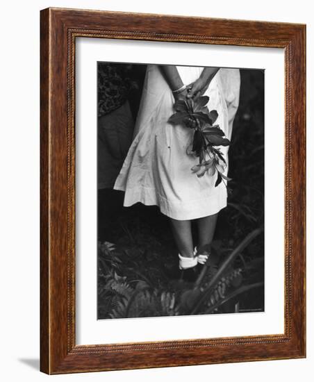 Nurse Stands at Grave of Elderly Woman Who Died at Dr. Albert Schweitzer's Hospital Village-W^ Eugene Smith-Framed Photographic Print