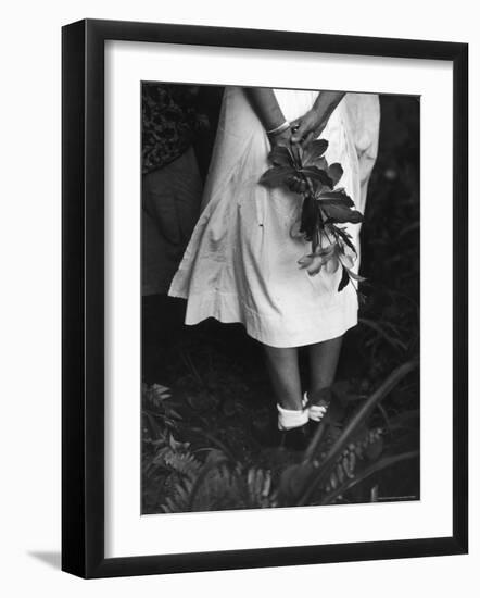 Nurse Stands at Grave of Elderly Woman Who Died at Dr. Albert Schweitzer's Hospital Village-W^ Eugene Smith-Framed Photographic Print