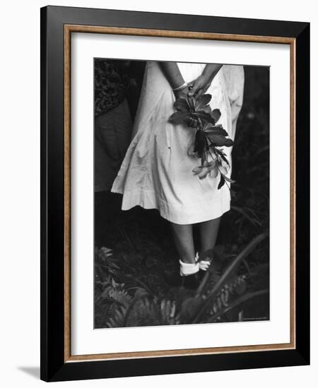 Nurse Stands at Grave of Elderly Woman Who Died at Dr. Albert Schweitzer's Hospital Village-W^ Eugene Smith-Framed Photographic Print