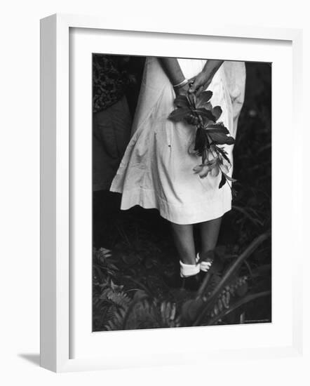 Nurse Stands at Grave of Elderly Woman Who Died at Dr. Albert Schweitzer's Hospital Village-W^ Eugene Smith-Framed Photographic Print