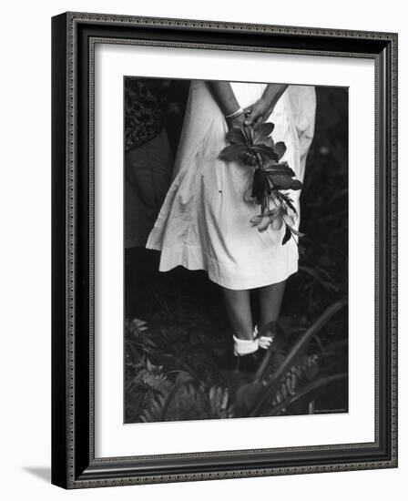 Nurse Stands at Grave of Elderly Woman Who Died at Dr. Albert Schweitzer's Hospital Village-W^ Eugene Smith-Framed Photographic Print