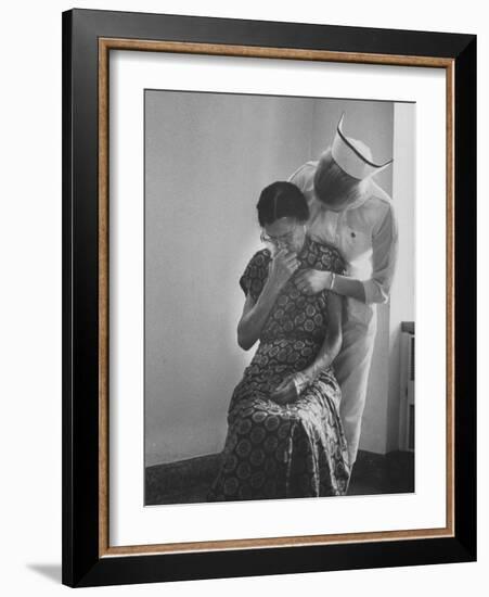 Nurse Trying to Comfort an Elderly Patient-Carl Mydans-Framed Photographic Print