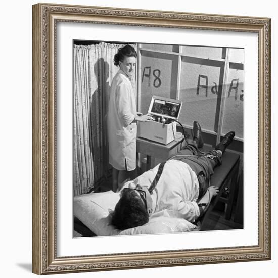 Nurse Using a Cardiopan Machine, Rotherham, South Yorkshire, 1967-Michael Walters-Framed Photographic Print