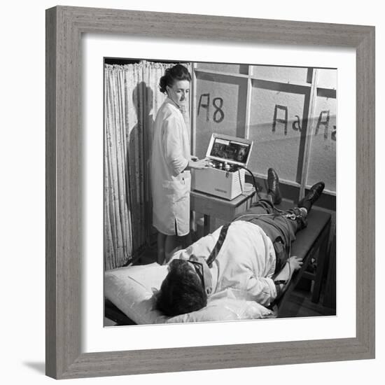 Nurse Using a Cardiopan Machine, Rotherham, South Yorkshire, 1967-Michael Walters-Framed Photographic Print