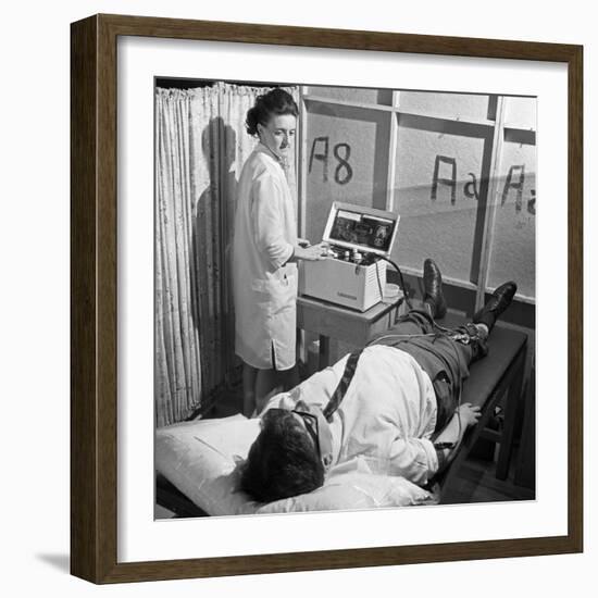 Nurse Using a Cardiopan Machine, Rotherham, South Yorkshire, 1967-Michael Walters-Framed Photographic Print
