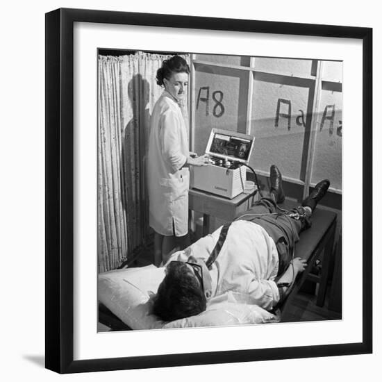 Nurse Using a Cardiopan Machine, Rotherham, South Yorkshire, 1967-Michael Walters-Framed Photographic Print