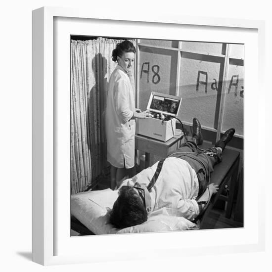 Nurse Using a Cardiopan Machine, Rotherham, South Yorkshire, 1967-Michael Walters-Framed Photographic Print