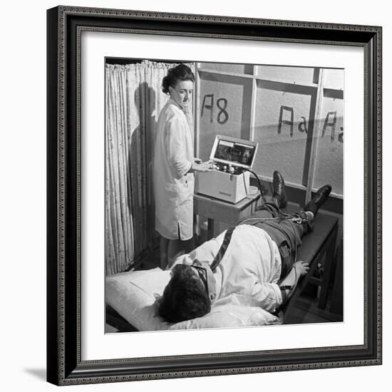 Nurse Using a Cardiopan Machine, Rotherham, South Yorkshire, 1967-Michael Walters-Framed Photographic Print