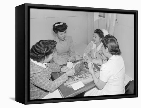 Nurses Aiko Hamaguchi, Chiye Yamanaki, Catherine Yamaguchi, and Kazoko Nagahama playing bridge-Ansel Adams-Framed Premier Image Canvas