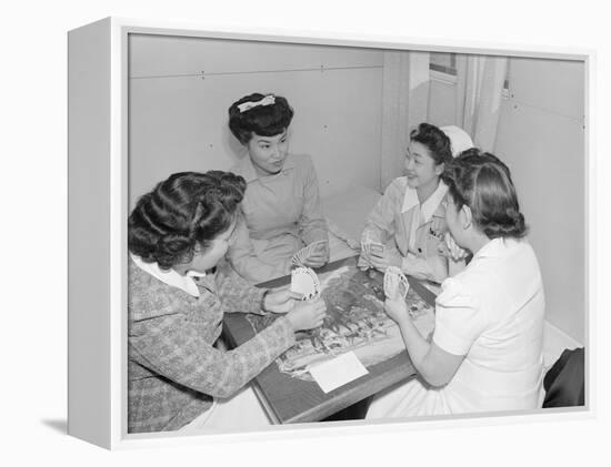 Nurses Aiko Hamaguchi, Chiye Yamanaki, Catherine Yamaguchi, and Kazoko Nagahama playing bridge-Ansel Adams-Framed Premier Image Canvas