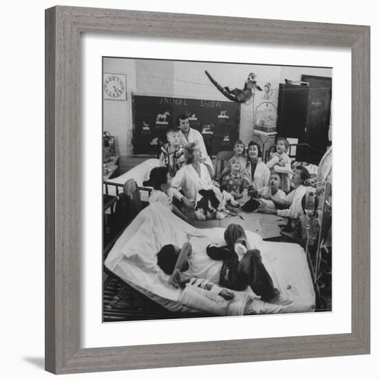 Nurses and Animals Watching One of the Hospital's Methods of Using Therapy with Animals-Francis Miller-Framed Photographic Print