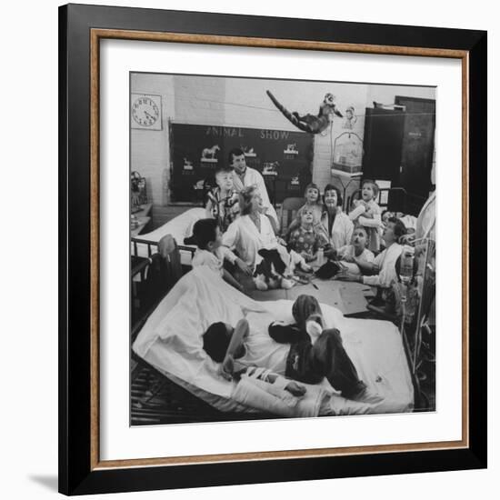 Nurses and Animals Watching One of the Hospital's Methods of Using Therapy with Animals-Francis Miller-Framed Photographic Print