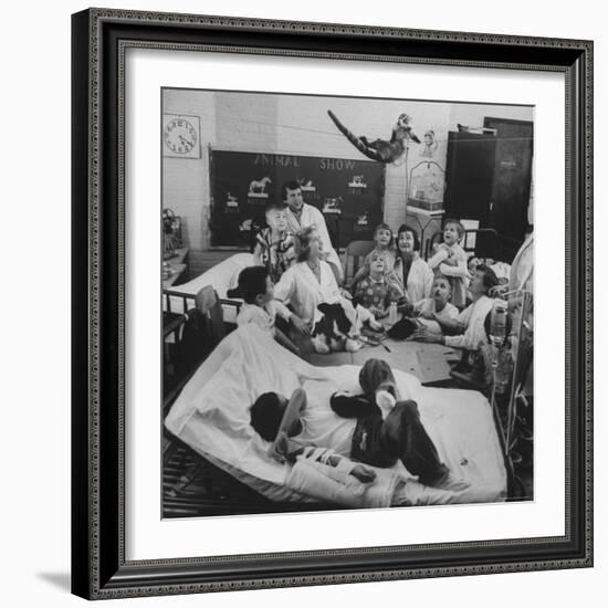 Nurses and Animals Watching One of the Hospital's Methods of Using Therapy with Animals-Francis Miller-Framed Photographic Print