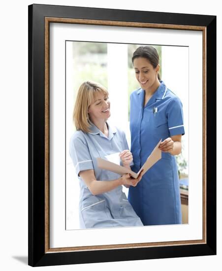 Nurses Checking Notes-Science Photo Library-Framed Photographic Print