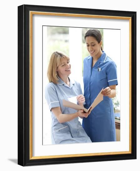 Nurses Checking Notes-Science Photo Library-Framed Photographic Print