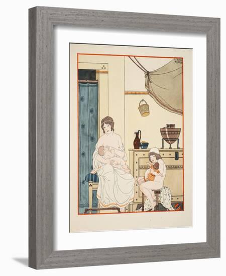 Nursing of Infants, Illustration from 'The Works of Hippocrates', 1934 (Colour Litho)-Joseph Kuhn-Regnier-Framed Giclee Print