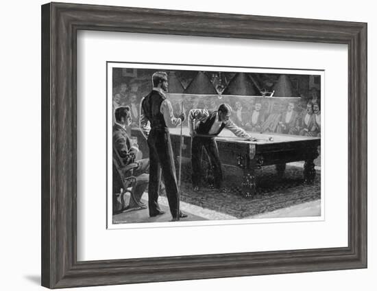 Nursing the Balls: Serious Game of Billiards-null-Framed Photographic Print