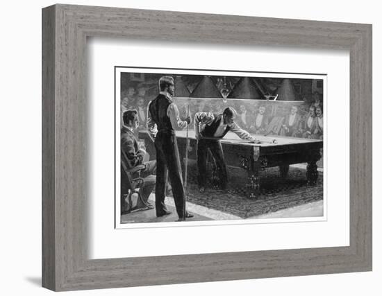 Nursing the Balls: Serious Game of Billiards-null-Framed Photographic Print