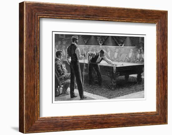 Nursing the Balls: Serious Game of Billiards-null-Framed Photographic Print