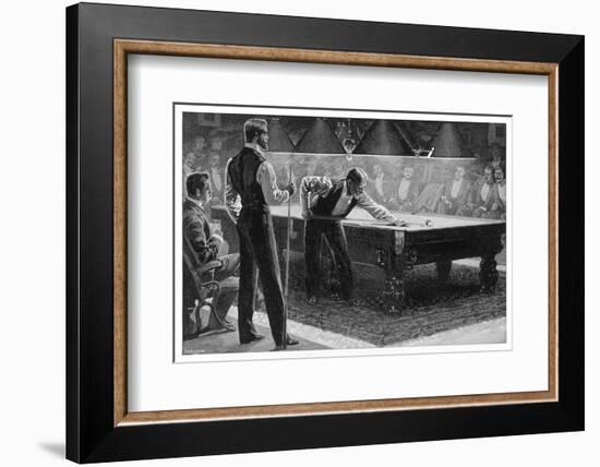 Nursing the Balls: Serious Game of Billiards-null-Framed Photographic Print
