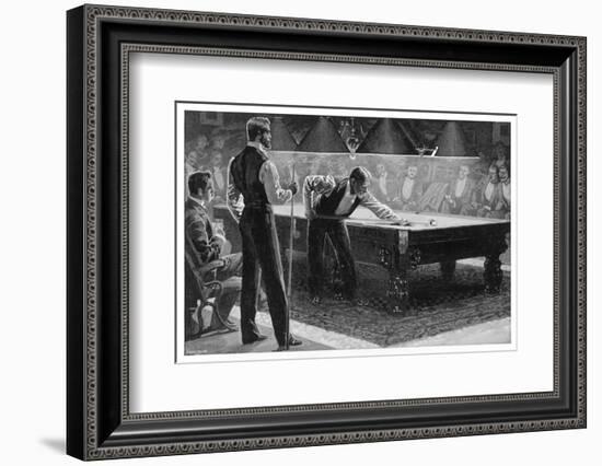 Nursing the Balls: Serious Game of Billiards-null-Framed Photographic Print