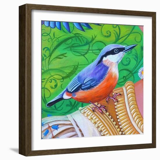 Nuthatch, 2016 (Oil on Canvas)-Jane Tattersfield-Framed Giclee Print