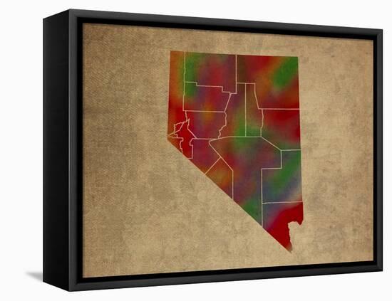 NV Colorful Counties-Red Atlas Designs-Framed Premier Image Canvas